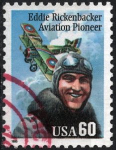 SC#2998 60¢ Eddie Rickenbacker Single: Small Date (1995) Used