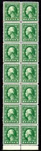 U.S. Scott 405 1-Cent George Washington MNH Scarce Margin Block of 14