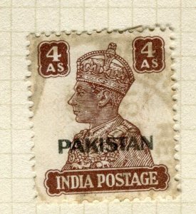 PAKISTAN; 1947 early GVI issue fine used 4a. value