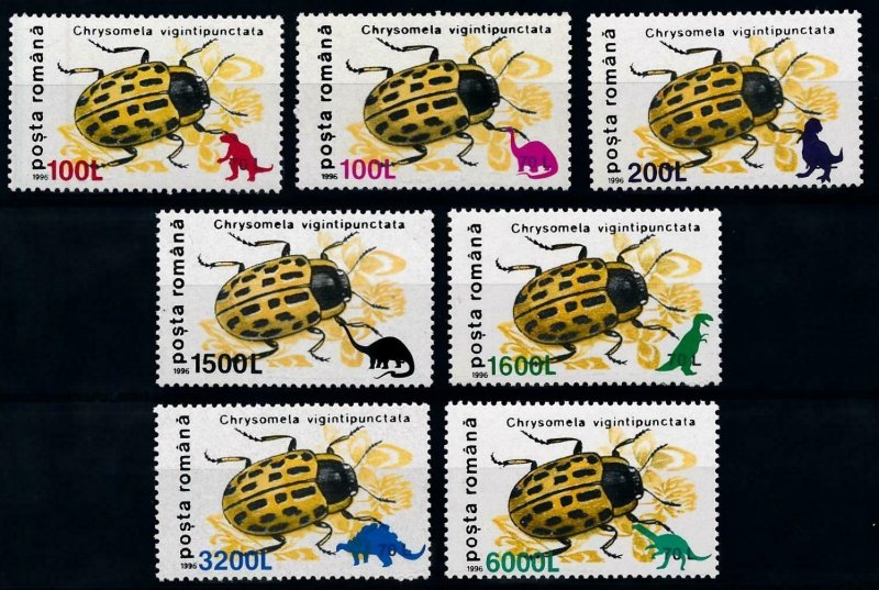 1999 Romania 5394-5400 Overprint # 5188 Dinosaurs