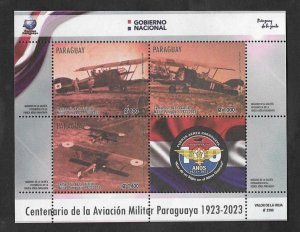 SE)2023 PARAGUAY, PARAGUAYAN AVIATION CENTERANIO 1923-2023, SS, MNH