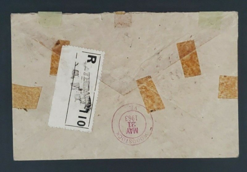 1962 Lalitpur Nepal Philip H Cummings Woodstock Vermont Registered Airmail Cover
