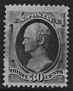 US 1873 Sc. 165 used VF with huge margins, minor bend, Cat Val $140.00