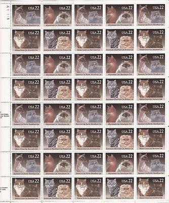 US Stamps -1988 Cat Breeds-40 Stamp Sheet-Scott #2372-5