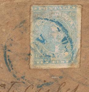 GENUINE CSA SCOTT #2e STONE-Y LIGHT MILKY BLUE TIED TO COVER BLUE TOWN CANCEL