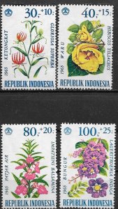 Indonesia 1965 Flowers in Natural Colors SC# B191-B194 MNH