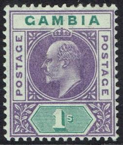 GAMBIA 1902 KEVII 1/- WMK CROWN CA