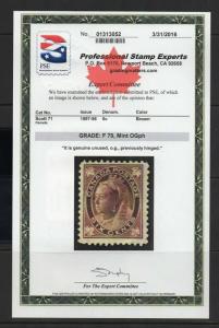 Canada #71 6c QUEEN - MINT (hinged) - with PSE CERTIFICATE cv$130.00