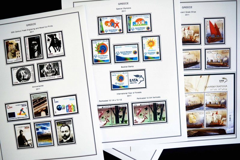 COLOR PRINTED GREECE 2011-2020 STAMP ALBUM PAGES (109 illustrated pages)