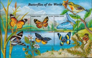 Sierra Leone MNH S/S Butterflies Of The World 6 Stamps