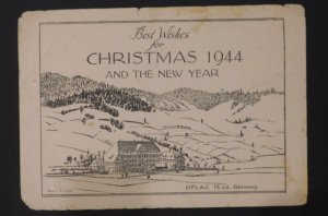 1944 Oflag 9 A/Z  Germany POW Camp Christmas Postcard Cover to Chicago IL USA