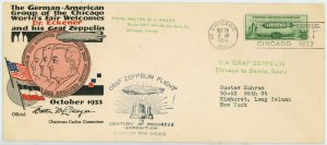 Graf Zeppelin Century of Progress #C18 Airmail Postage Cachet Cover USA Germany