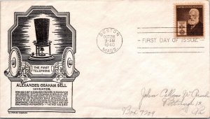 FDC 1940 SC #893 Anderson Cachet- Boston Mass - Single - F69771