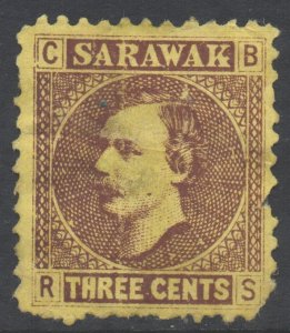 Sarawak Scott 2 - SG2, 1871 Sir Charles Brooke 3c unused no gum