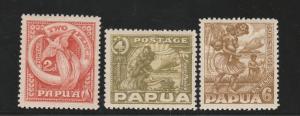 PAPUA 1932 PICTORIAL 2D 4D AND 6D