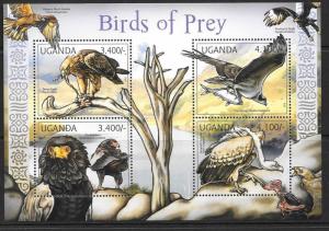 UGANDA 2012 BIRDS OF PREY (1) MNH