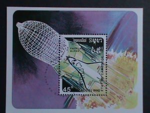 CAMBODIA 1990 - SC#1106 SPACE DAY-CTO S/S VERY FINE WE SHIP TO WORLD WIDE