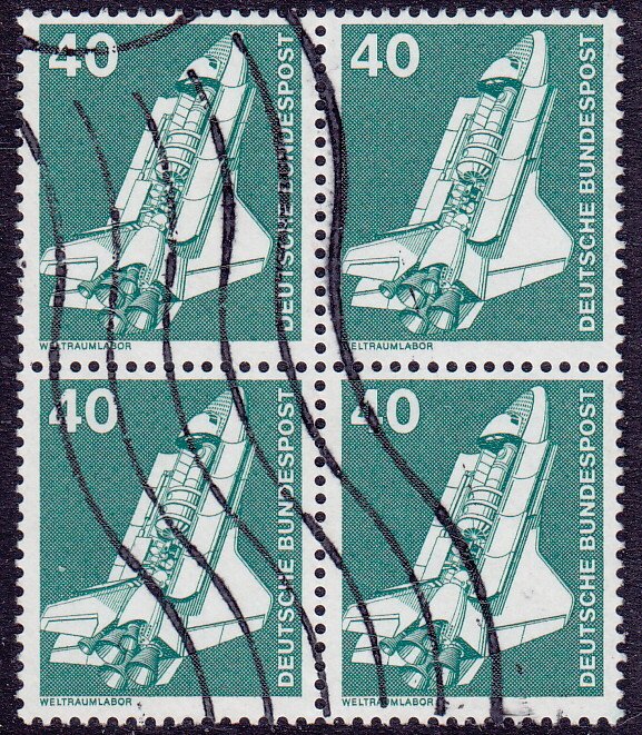 Germany - 1975 - Scott #1174 - used block of 4 - Space Shuttle