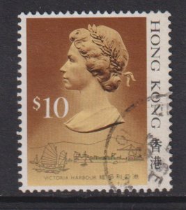 Hong Kong  #502  used 1987   Elizabeth II  landmarks $10  type I