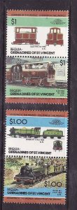 St Vincent Grenadines-Bequia-Sc#25-6- id5-unused NH Trains-Locomotives-1984-7-