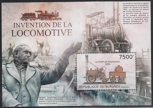 Burundi 2012 MNH Sc #1272 7500fr Stephenson's Rocket Train