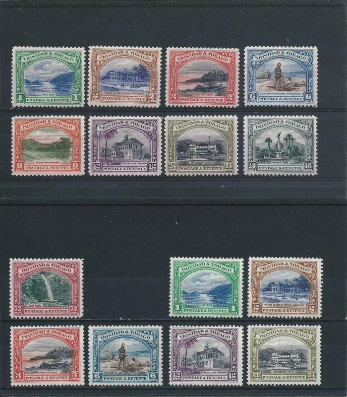 TRINIDAD & TOBAGO 1935-37 SET OF NINE PLUS PERF 12½ SET OF 6 MM SG 230/238 