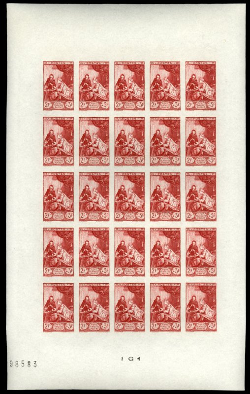 France #B205P MNH Full Sheet CV€6875.00 1946 2Fr+5Fr Postal Museum