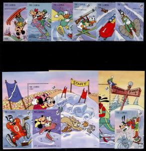 Gambia 1484-94 MNH Disney, Winter Sports, Rabbit, Ice Hockey, Skiing