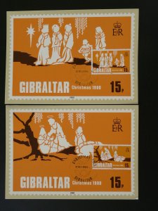 religion Nativity Christmas 1980 x 2 maximum card Gibraltar