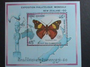 CAMBODIA-1990 SC#1071-NEW ZEALAND'90 STAMP SHOW- LOVELY BUTTERFLY MNH S/S VF