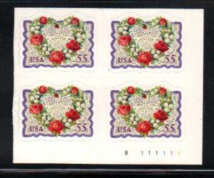 #3275 MNH pb/4 55c Victorian Love 1999 Issue