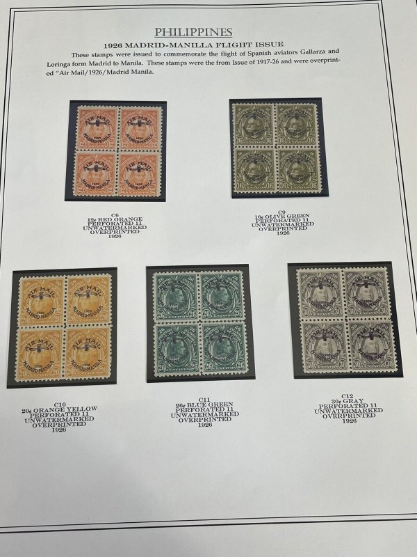 Philippines C1-6, C9-12 mint blk of 4 KSPhilatelics (c1Phil3ooz)