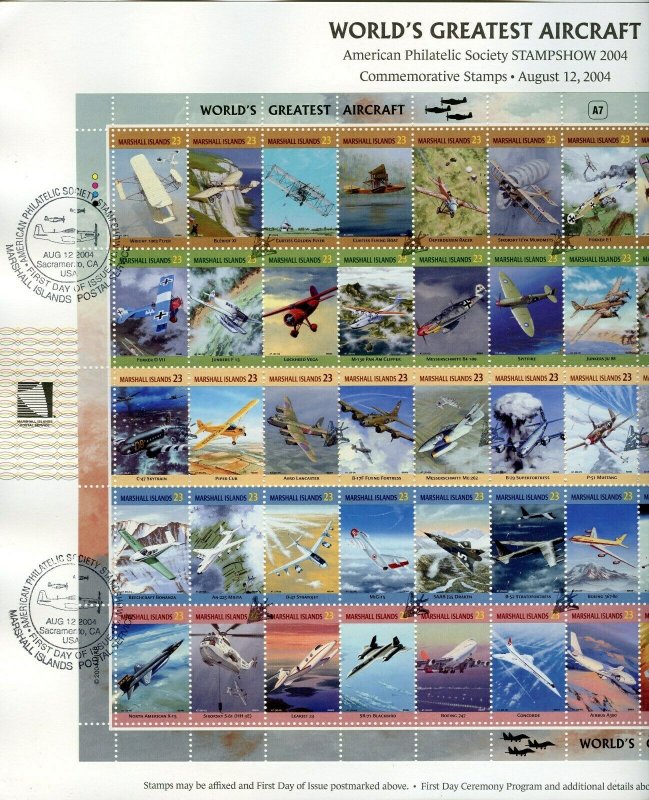 MARSHALL ISLANDS 2004 WORLD'S GREATEST AIRCRAFT  FD SHOW CANCEL SHOW CARD 