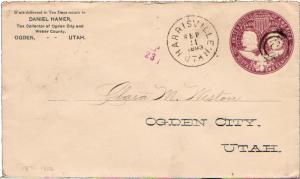 United States Utah Harrisville 1893 target  1871-1902  2c Columbian Envelope.