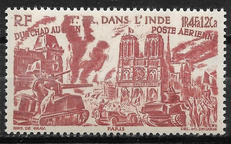 Doyle's_Stamps: French India 1946 Chad to the Rhine Set C8** to C13**