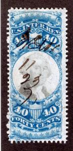 R114 - 40c -Blue and Black - US Second Issue Revenue - M/S cancel