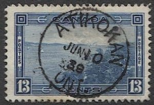 CANADA 1939 Sc 242 13c Halifax Harbor, Used VF, Bullseye ATIKOKAN Ont. cancel