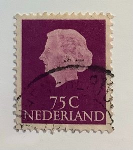 Netherlands 1953 Scott 358 used - 75c, Queen Juliana