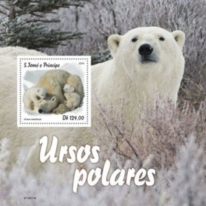 St Thomas - 2019 Polar Bear on Stamps - Stamp Souvenir Sheet ST190113b