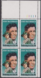 2090 John McCormack Plate Block MNH