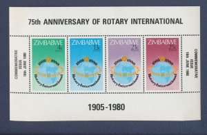 ZIMBABWE- Scott 432a, SG MS 595 - MNH S/S - Rotary International - 1980