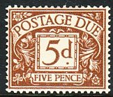 1937 Great Britain 5 pence postage due MVLH Wmk 250 Sc# J23 CV $20.00