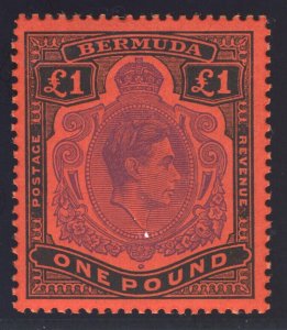 Bermuda 1951 KGVI £1 violet & black/scarlet (p13) superb MNH. SG 121d. Sc 128.