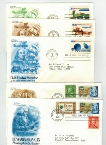 Better Artcraft Color Varieties SET OF 5 BEN FRANKLIN FDCs