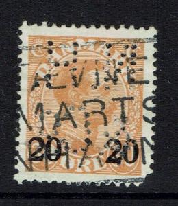 Denmark SC# 176, Used, NH Co perfin -  Lot 051417