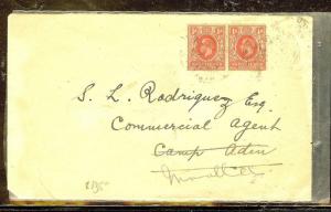 SOMALILAND (P0210B) 1924  KGV 1A PR COVER TO ENGLAND