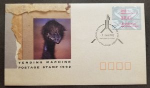 Australia ATM Vending Machine Ostrich 1992 Bird (Frama Postage Label stamp FDC)