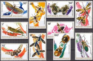 Rwanda 1973 Insects Butterflies Set of 10 MNH