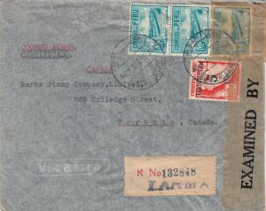 Peru 2 Registered Air Mail Covers to Canada Censored