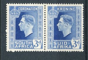 SOUTH AFRICA; 1937 early GVI Coronation issue Mint hinged 3d. Pair